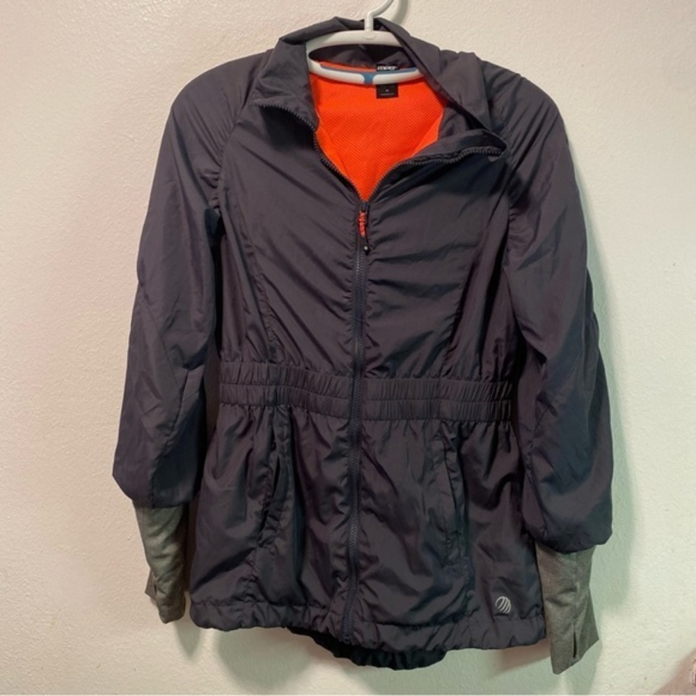 MPG Jacket Coat Women’s Medium Blue Full Zip Side Pockets Thumb Holes Hoodie